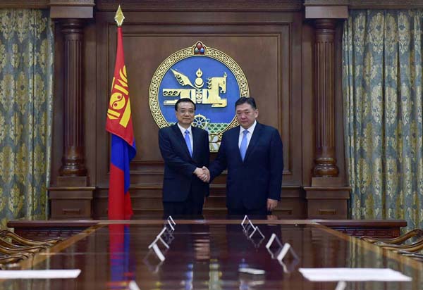 李克強會見蒙大呼拉爾主席：歡迎兩國立法機構保持交流
