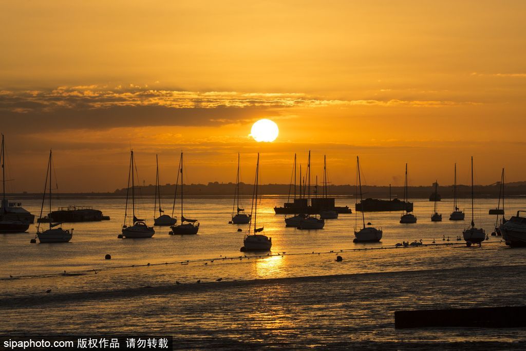 英國泰晤士河日出美景 迎來九月第一縷曙光
