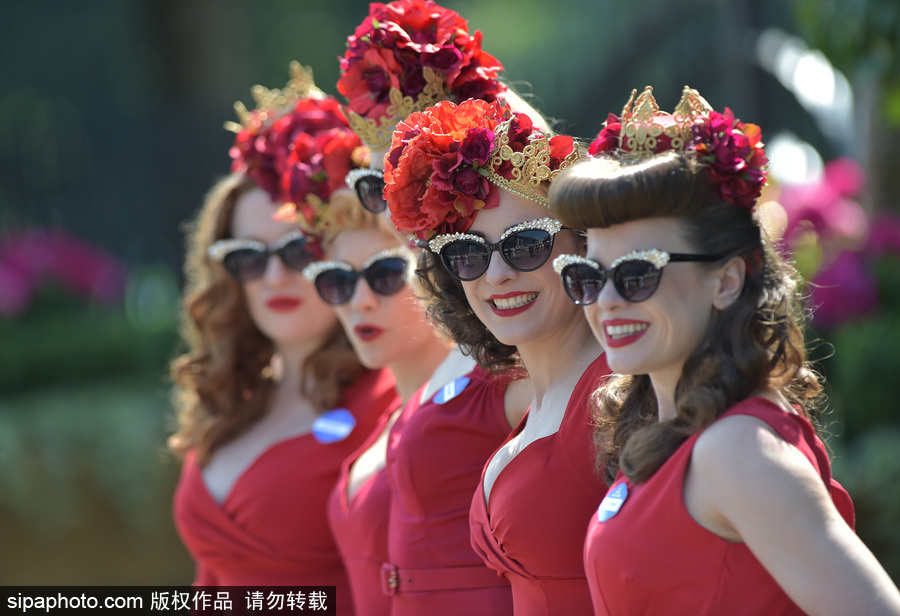 英國皇家阿斯科特賽馬會(huì)開幕 美女云集“貌美如花”