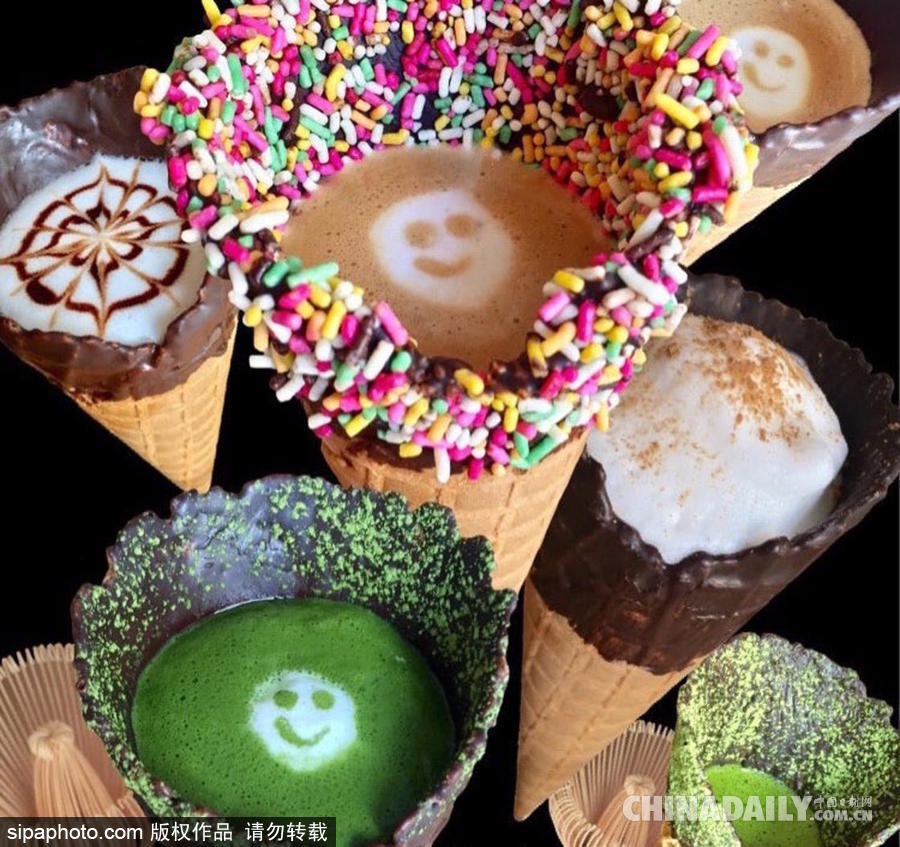 來一杯脆皮咖啡！東京一咖啡店標(biāo)新立異推出能喝的“甜筒”