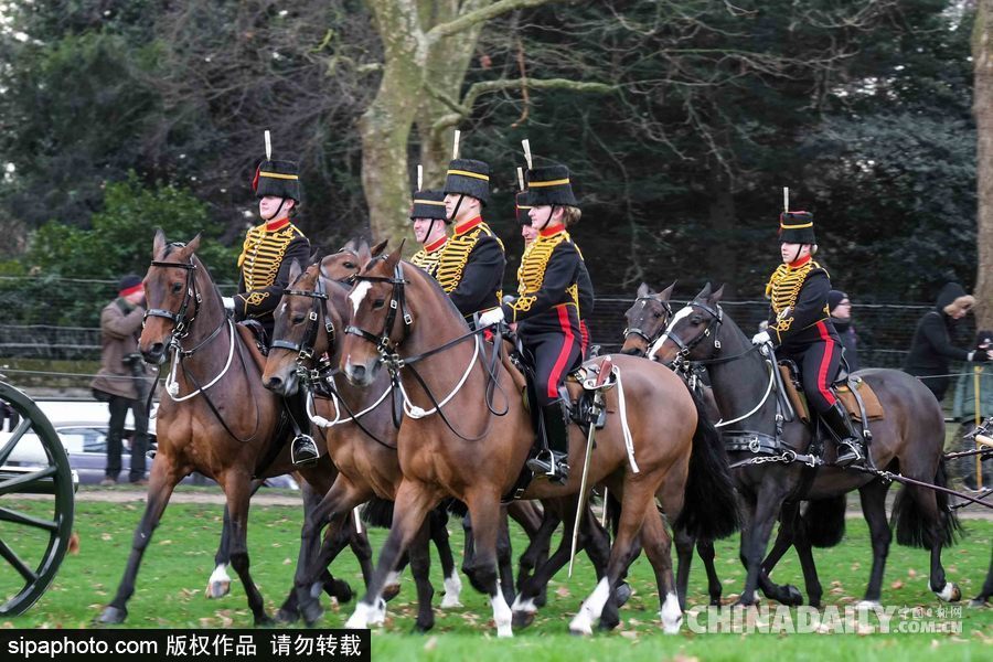 英女王登基66周年紀念 皇家騎兵炮兵團發射41響禮炮慶祝