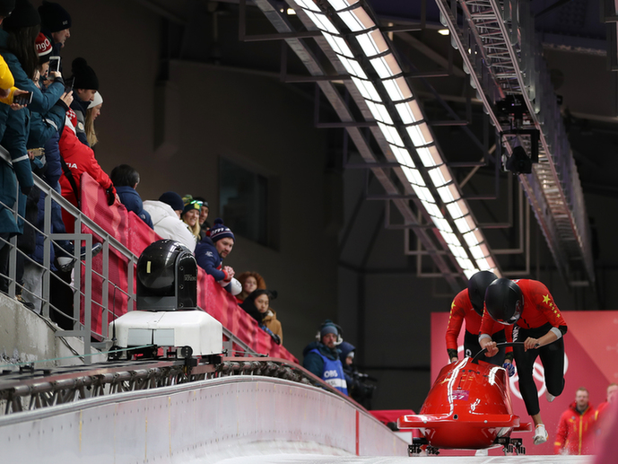 平昌冬奧會雪車比賽進行，中國組合李純鍵/王思棟名列第26