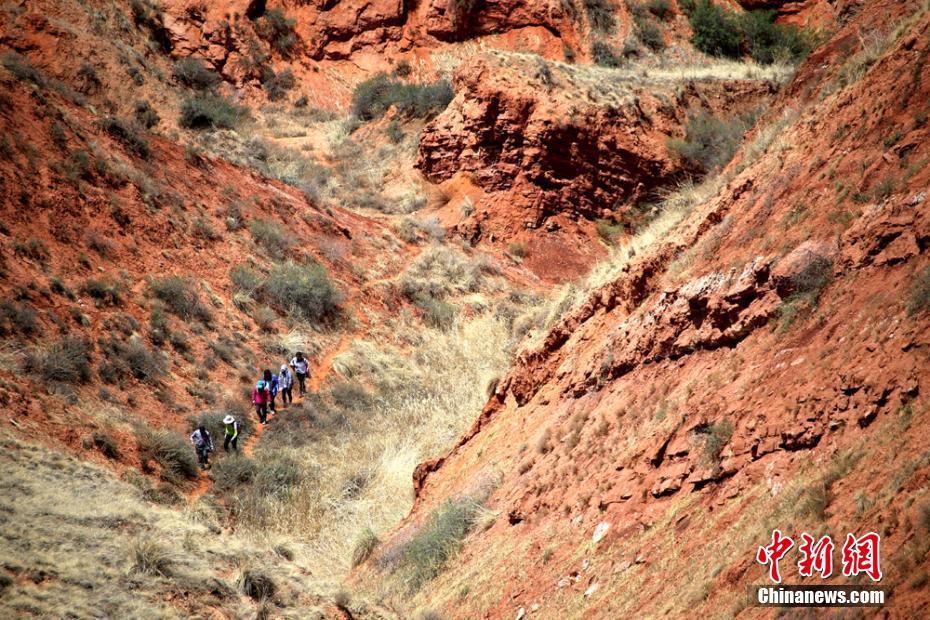 800余人徒步穿越甘肅張掖“鬼臉”丹霞