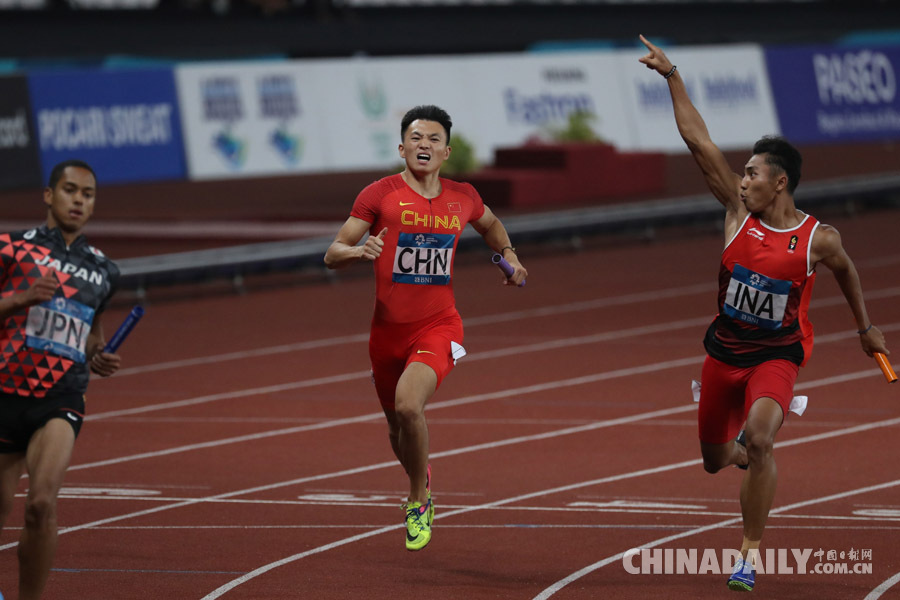 亞運會男子4X100米接力：中國隊獲得第三名