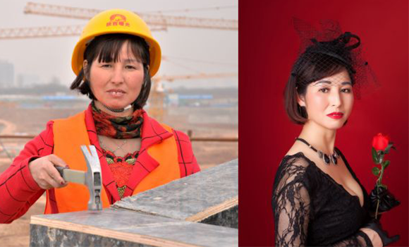 當女工們脫下工裝走進照相館 對比照讓人感嘆