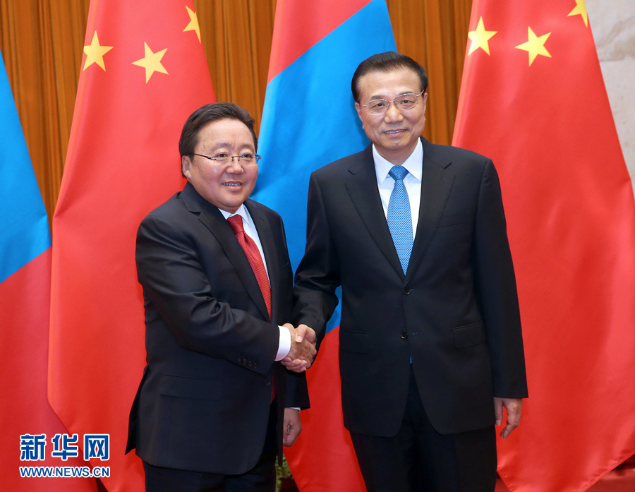 李克強會見蒙古國總統額勒貝格道爾吉